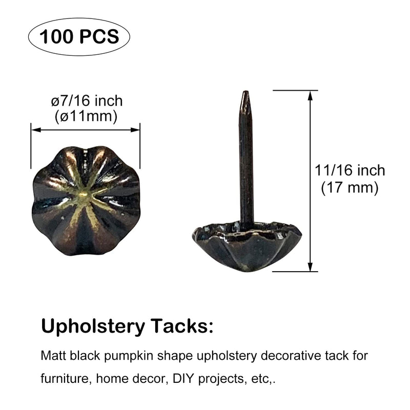 [Australia - AusPower] - Upholstery Tacks, Furniture Upholstery Nails for Decorative, 100 PCS 7/16 inch Decorative Tack for Furniture DIY Decorative, Pumpkin Shape Nail Copper Renaissance/Matt Black 
