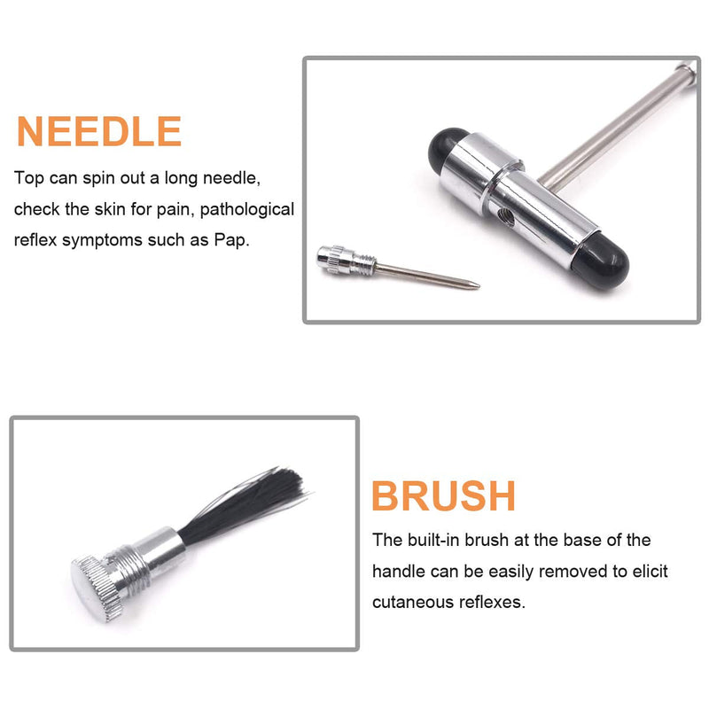 [Australia - AusPower] - FLYH Buck Neurological Hammer, Tromner Reflex Hammer with Needle and Brush, for Neurologic Reflex Diagnosis and Testing 