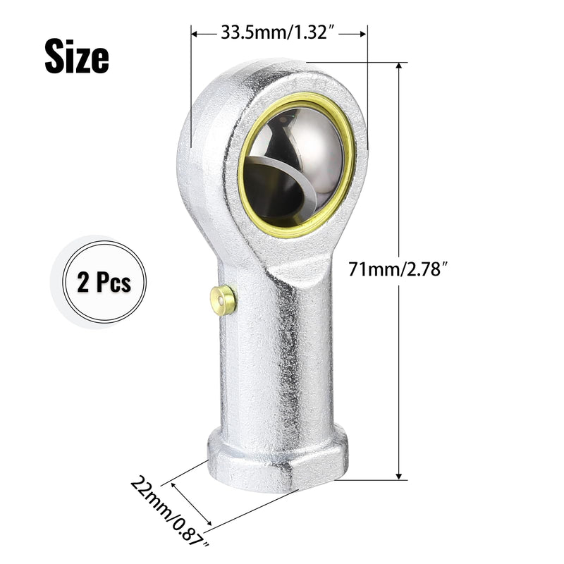 [Australia - AusPower] - 2pcs Rod end Bearing 1/2 inch bore Pre-Lubricated 1/2-20 Female Thread Right Hand Heim Joint with Jam Nuts 