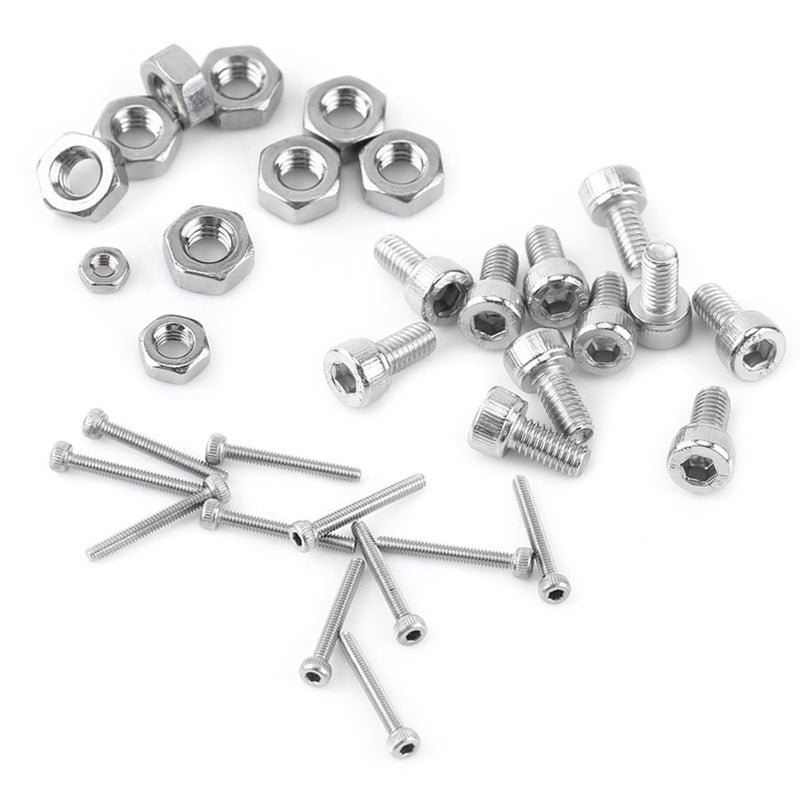[Australia - AusPower] - 480 Pieces M2 M3 M4 304 Stainless Steel Hex Socket Cap Head Bolts and Nuts Assortment & Key Wrench Kit with Storage Box 