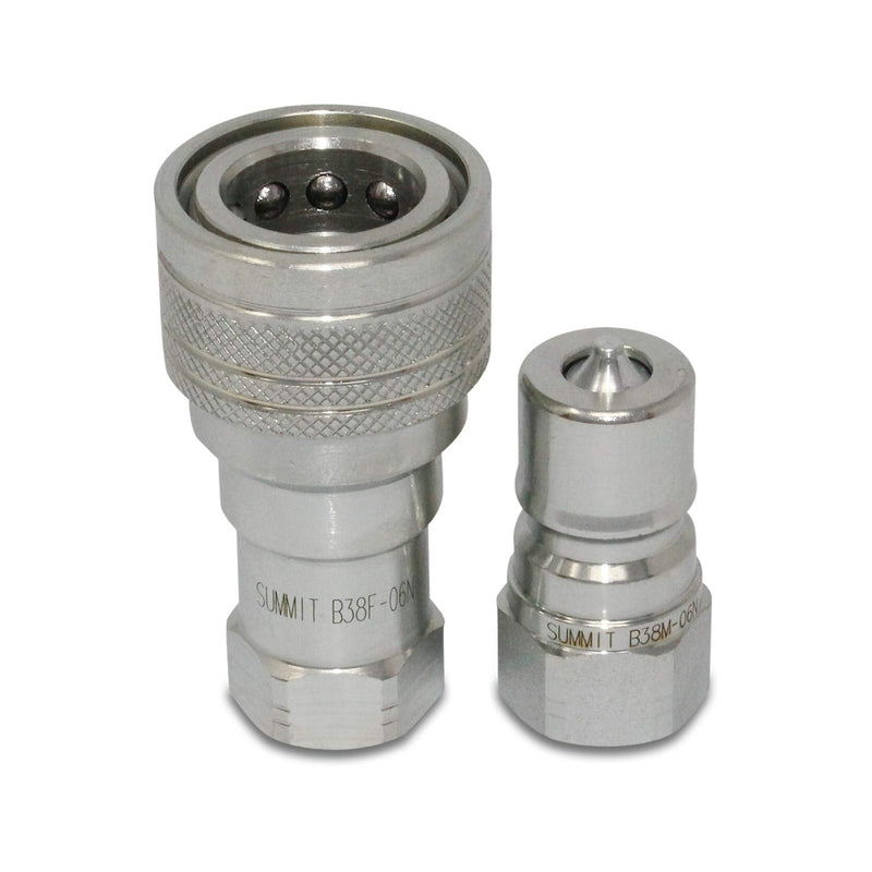 [Australia - AusPower] - Summit Hydraulics 3/8" NPT ISO 7241-B Quick Disconnect Hydraulic Coupling/Coupler Set 
