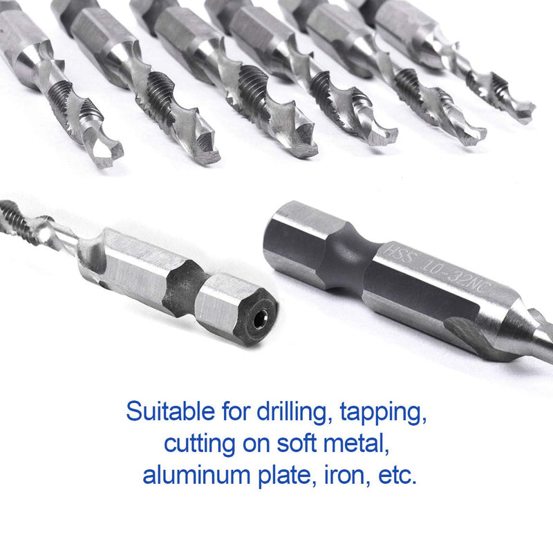 [Australia - AusPower] - 5PCS Combination Drill Tap Bit Set Screw Tapping Hex Shank HSS MetricImperial Plug Drill Bits Hand Tools 6-32NC, 6-32NC (3.5mm) 6-32NC (3.5mm) 