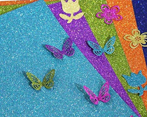 YZH Crafts Glitter Cardstock Paper,No-Shed Shimmer Glitter Paper, DIY Party Deco, 8 Inch X 12 Inch, 10 Sheets, A4 Size (Black) Black - NewNest Australia