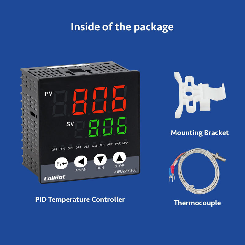 [Australia - AusPower] - PID Temperature Controller, Coiliiot Voltage AC100-240V, LED Display, Relay & SSR Dual Output, One Alarm Output, PID Thermostat with K Thermocouple (96mm*96mm) 96mm*96mm 