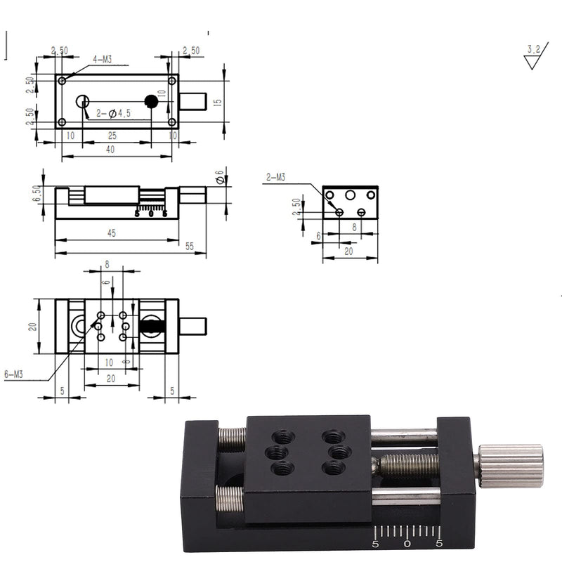 [Australia - AusPower] - Garosa X Axes Linear Stage Manual Linear Stage Actuator Manual Fine Tune Sliding Table 20 x 20mm Aluminum Alloy SP20A?10 Slide Machining 