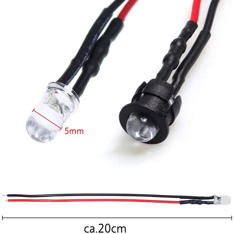 [Australia - AusPower] - 12 Volt 5Mm Pre Wired Led Light Emitting Diodes,Micro Led Lights Diodes for Model Assortment Kit,12V Mini Single Led Bulbs(Red*10,Green*10,Orange*10,Blue*10,White*10) 
