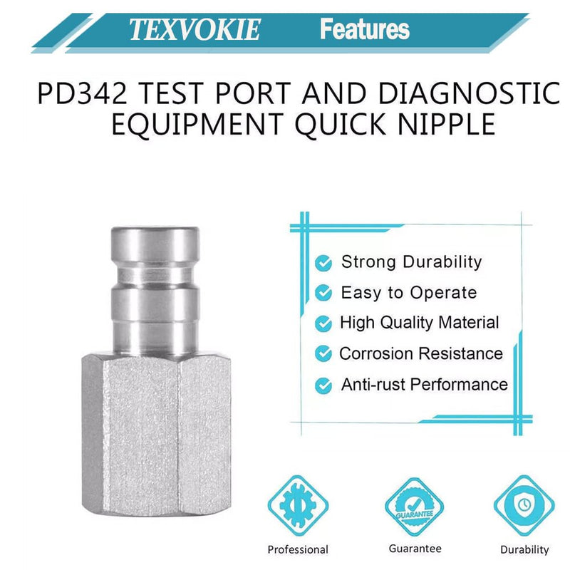 [Australia - AusPower] - PD342 Test Port and Diagnostic Equipment Quick Nipple with Female Pipe Thread, Fits for PD Series Couplers, 1/8" Body Size, 1/4"-18 NPTF Thread Size, 1.63" Length 
