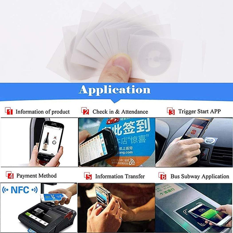 [Australia - AusPower] - 55pcs Mifare Classic 1k NFC Tag RFID Sticker 13.56mhz RFID NFC Tags Classic 1k ISO14443A RFID Smart 25mm Adhesive Smart NFC Tags by Timeskey NFC 55pcs 