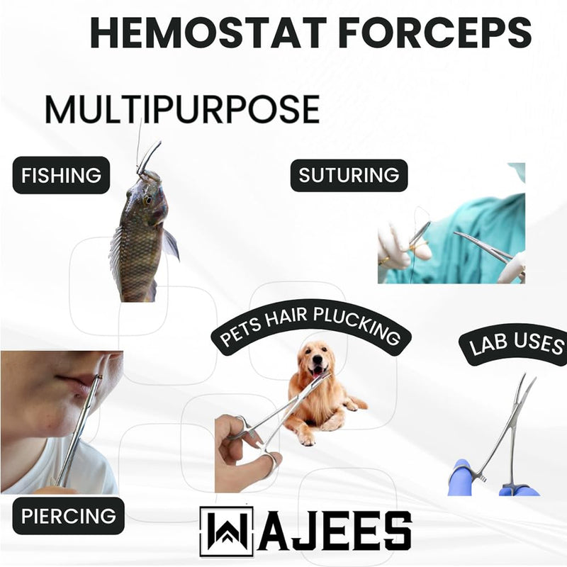[Australia - AusPower] - Kelly Hemostat Forceps Tweezers 5.5" Kelly Curved Forceps, Fishing Forceps Locking Forceps Stainless Steel, Surgical Kelly Clamps for Nurses, Dog Pet Hair Pulling Plier 5.5" Silver Curved 