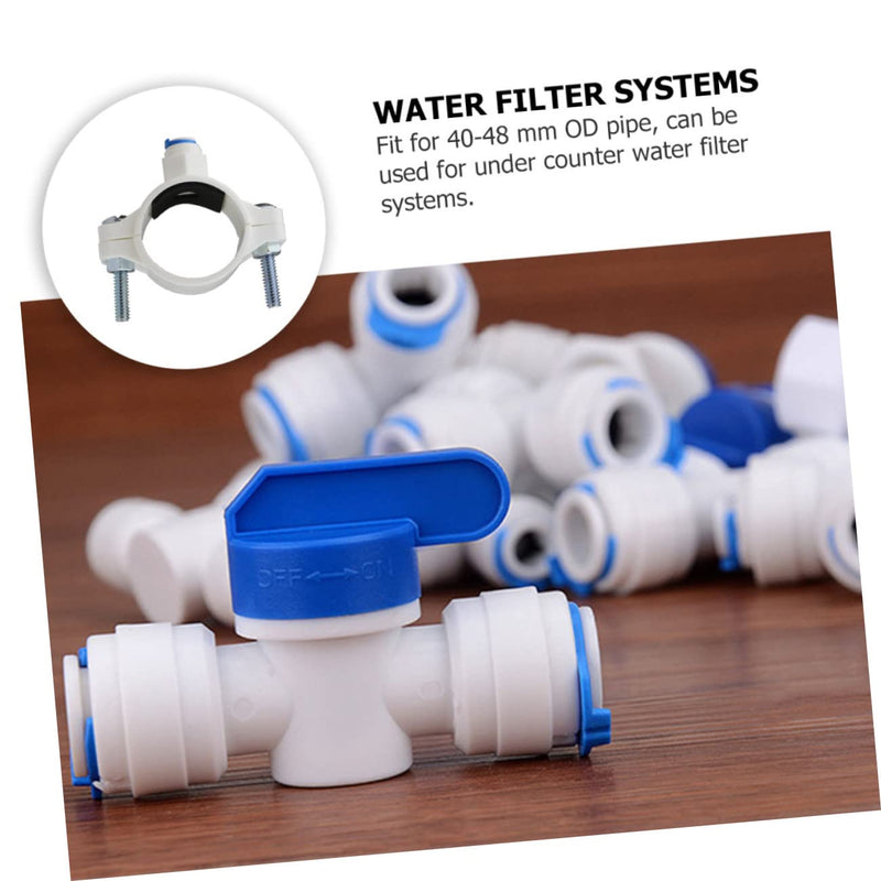 [Australia - AusPower] - OSALADI Mounting Accessories Water Filter for Sink RO Water Filter Water Filter Drain Seat Clamp 1/4 Inch Quick Connect Water Filter Valve Clamp Pom Water Filter Clip White 
