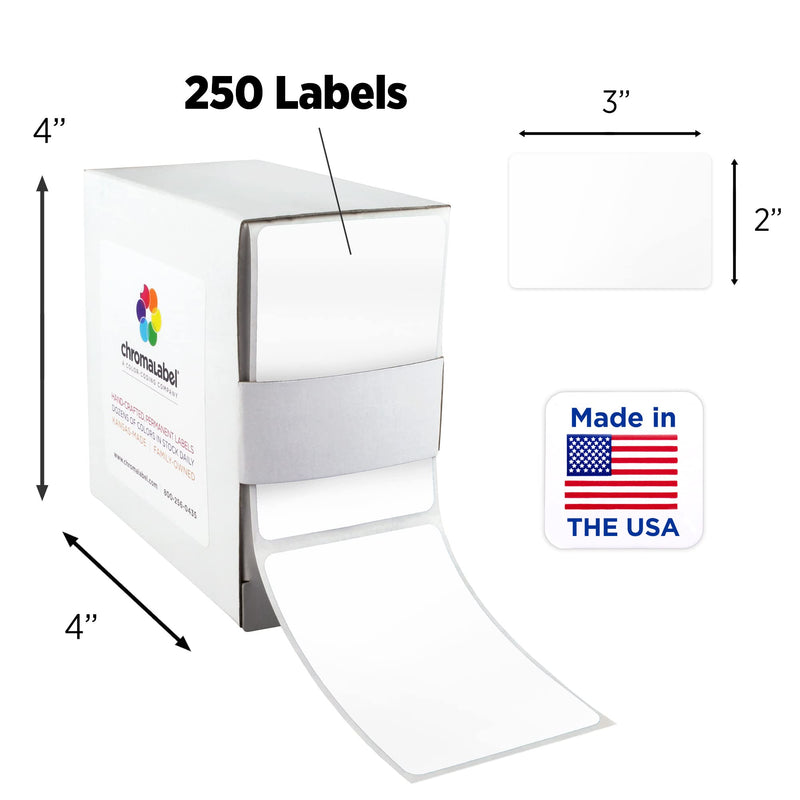 ChromaLabel 2 x 3 inch Permanent Color Code Rectangle Labels, 100 Stickers per Dispenser Box, White (Pack of 2) 2" x 3" (Pack of 2)