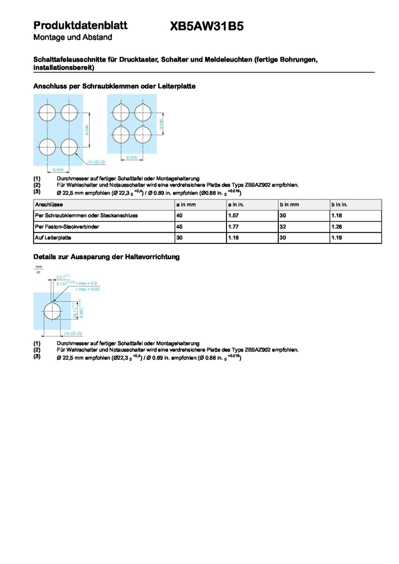 Schneider Electric XB5AW31B5 Illuminated Pushbutton, Electrical Switches, 24V, 50 Hz/60 Hz, White | 22 mm, universal LED, smooth dome, 1S + 1Ö, 24 V ACDC, plastic, white