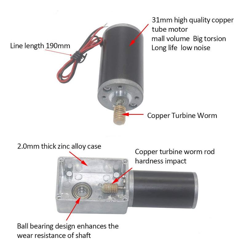 [Australia - AusPower] - Reversible Worm Gear Motor, 24V 8mm Shaft Worm Gear Motor High Torsion Speed Reduce Electric Motor for Curtain Machine Advertising Equipment Window Opener Smart Device (10RPM) 10RPM 