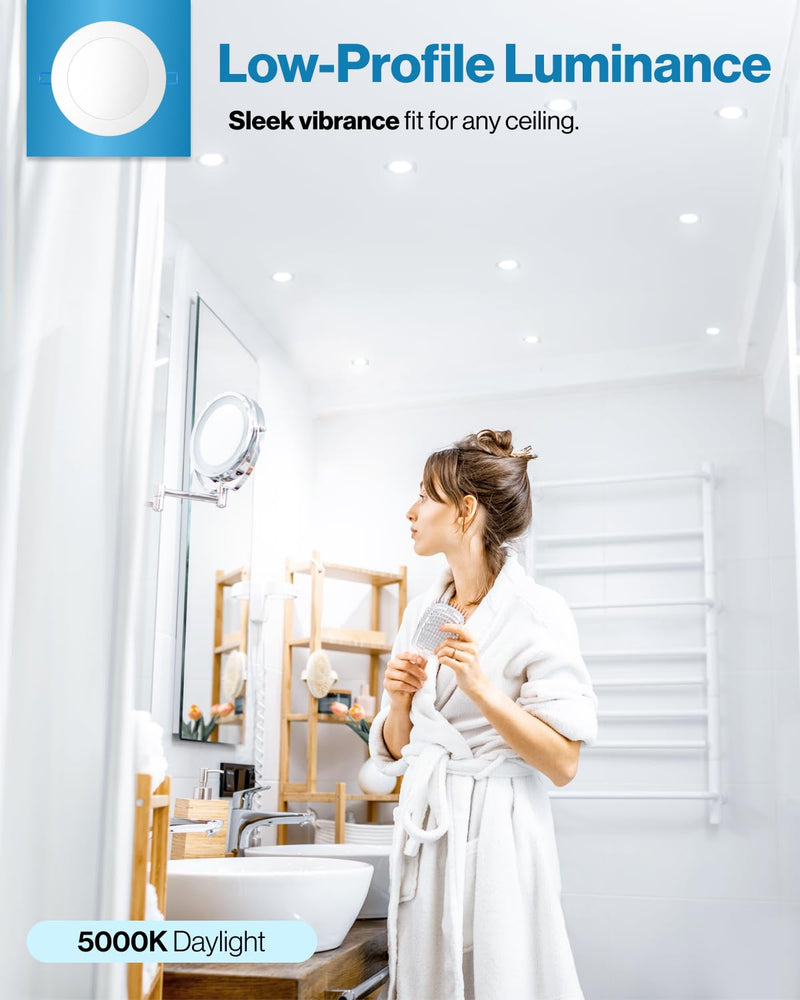 [Australia - AusPower] - Sunco Lighting 2 Pack 6 Inch Ultra Thin LED Recessed Ceiling Lights, 5000K Daylight, Dimmable, 14W, Wafer Thin, Canless with Junction Box 
