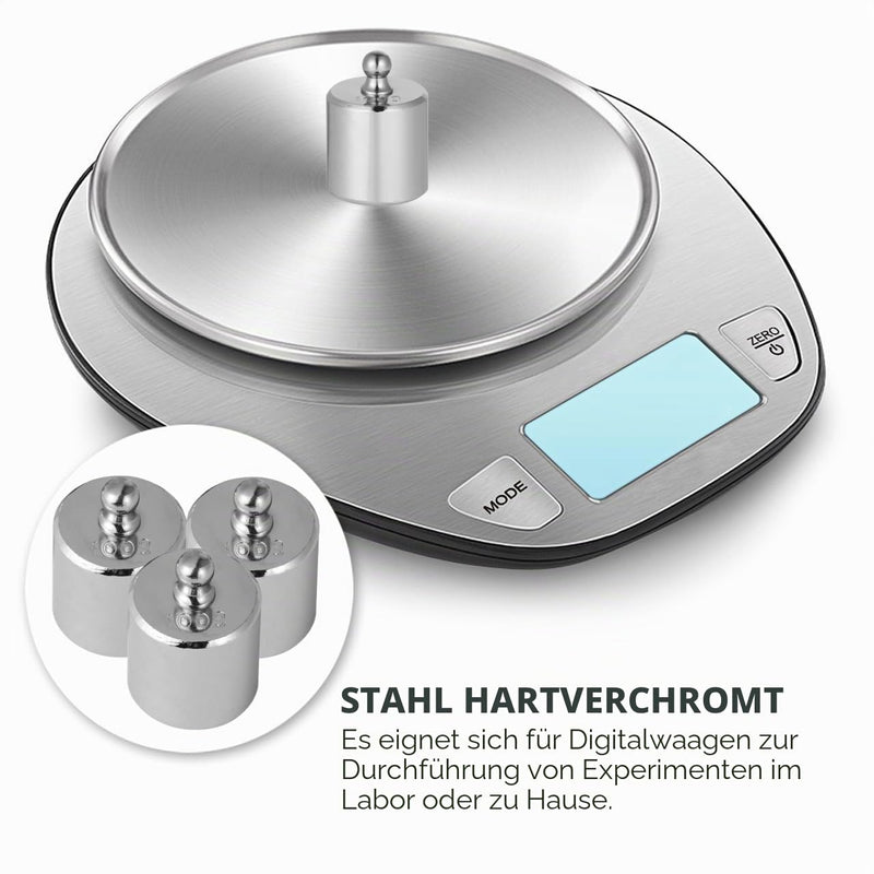 ULTECHNOVO Calibration Weights Set of 3 100 g Gram Scale Weights Made of Chrome-plated Steel for Electronic Scales Accessories for Scales Calibration and Testing in the Laboratory