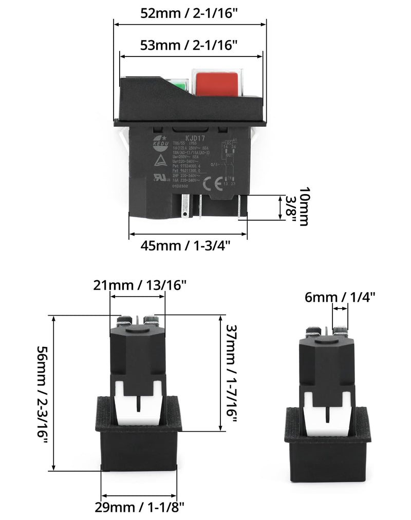 [Australia - AusPower] - QWORK® 5 PIN KJD17 Electromagnetic Switch Safety Switch AC250V 16A 