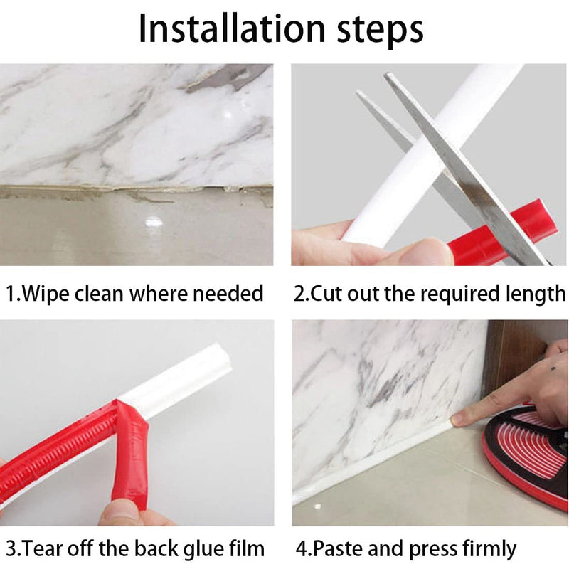 [Australia - AusPower] - Flexible Quarter Round Molding Self Adhesive,Peel and Stick Waterproof Molding Trim Caulk Strip for Wall Edge Corner,Ceilings Edge,Cabinet Edge,Tile Countertop Edge,Window Door Frame (White) White 