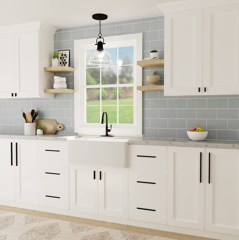 Hickory Hardware 1 Pack Solid Core Kitchen Cabinet Pulls, Luxury Cabinet Handles, Hardware for Doors & Dresser Drawers, 6-5/16 Inch (160mm) Hole Center, Flat Onyx, Streamline Collection 6-5/16 Inch (160 mm) Center to Center