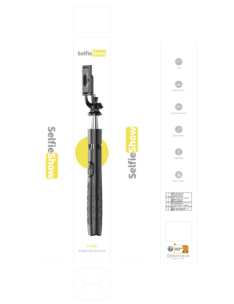 [Australia - AusPower] - 71" Phone Tripod & Selfie Stick, All in One Extendable Cell Phone Tripod with Wireless Remote, Tripod Stand for iPhone & Travel Tripod 360° Rotation Compatible with iPhone Android Phone, Camera Black 