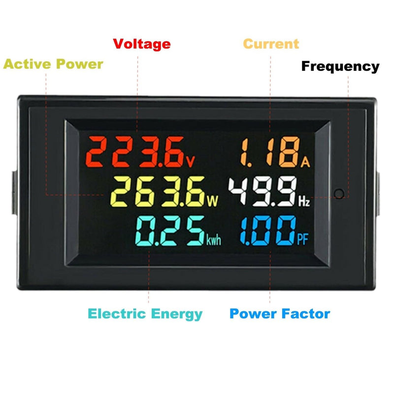[Australia - AusPower] - 2 Pack AC Display Meter, 80-300VAC 100A Digital Multimeter, Voltmeter Watt Meter Current Ammeter, Power Factor Tester, 110V 220V Energy Monitor, Digital Color LCD Display, Data Memory 