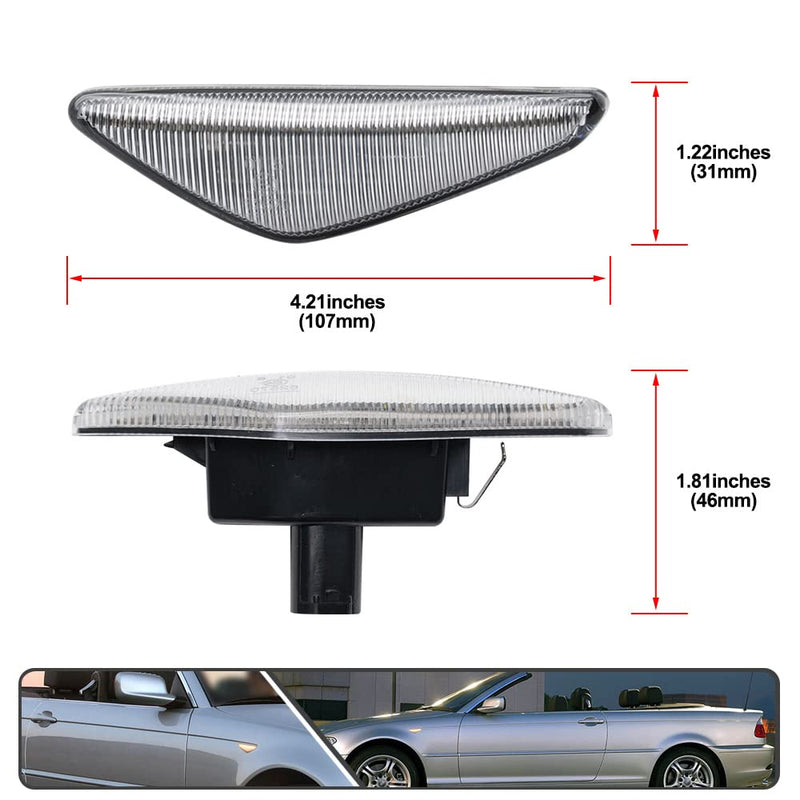 [Australia - AusPower] - 2Pcs Dynamic Blink Amber LED Side Marker Light For BMW 3 Series E46 Coupe Convertible LCI 323Ci 325Ci 328Ci 330Ci 2004-2006 Fender Turn Signal lights Clear Lens 