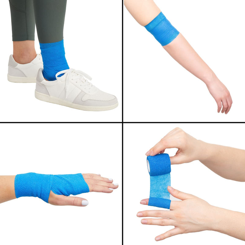 [Australia - AusPower] - Juvale 12 Rolls Colorful Self Adhesive Bandage Wrap 4 Inch Wide x 5 Yards - Cohesive Vet Tape for First Aid, Sports, Tattoo (12 Colors) 12 Count (Pack of 1) 