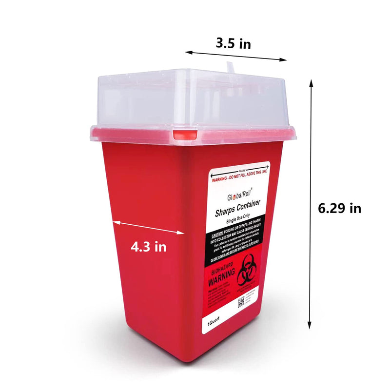 [Australia - AusPower] - Sharps Container 1 Quart, 6 Pack Biohazard Needle Disposal Container Small Syringe Disposal Container, Professional Sharps Disposal Container for Home and Travel Use 