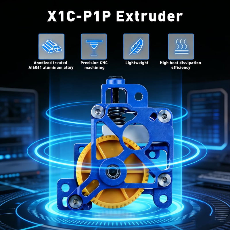 for Bambu Lab X1/P1 Series Extruder Upgrade Kit, CNC Metal Hardened Steel Lightweight High Strength 3D Printer Accessory Extruder Replacement