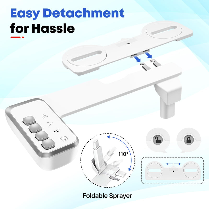 Bidet Attachment for Toilet,Independent Adjustable Water Pressure,Self Cleaning Non-Electric Dual Nozzle for Frontal & Rear Wash,Fresh Water Bidet Toilet Seat, White A1-Bidet Attachment