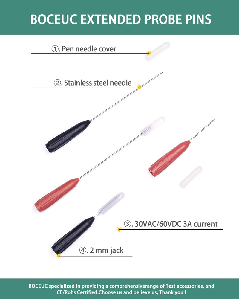 [Australia - AusPower] - Electrical Back Probe Needles, 8pcs Back Probe Kit Automotive for Instrument Parts Accessories 2mm Socket Test Leads Diameter 0.7mm Pins Fine Tester Puncture 