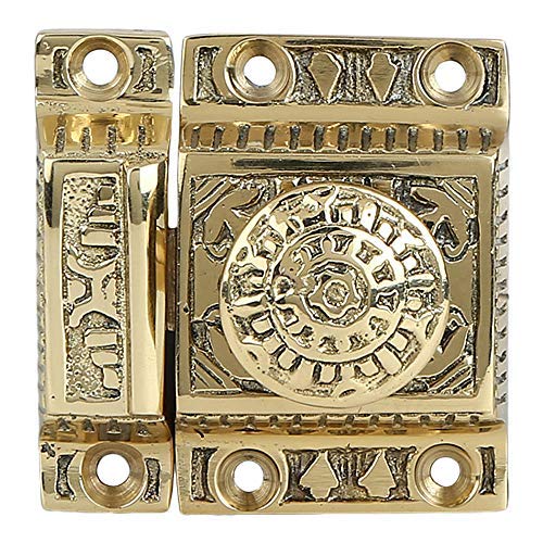 A29 Solid Brass Cabinet Latch, Latch for Cabinet Closet Kitchen Door Windsor Design, Handmade Polished Lacquered Finish, Antique Latch 1