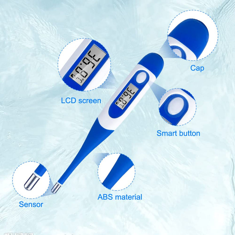 [Australia - AusPower] - Berrcom Digital Thermometer for Adults, Oral and Underarm Thermometer for Baby and Kids Medical Thermometer with Fever Alarm Rectal Thermometer with Soft Tips DT-008 