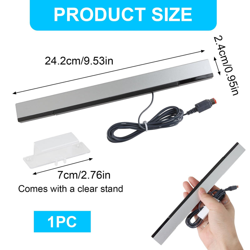 Sensor Strip for Wii, Wired Infrared Sensor Bar for Wii U, Compatible with Nintendo Wii & Wii U, with 2M USB Port and Stand, Plug and Play