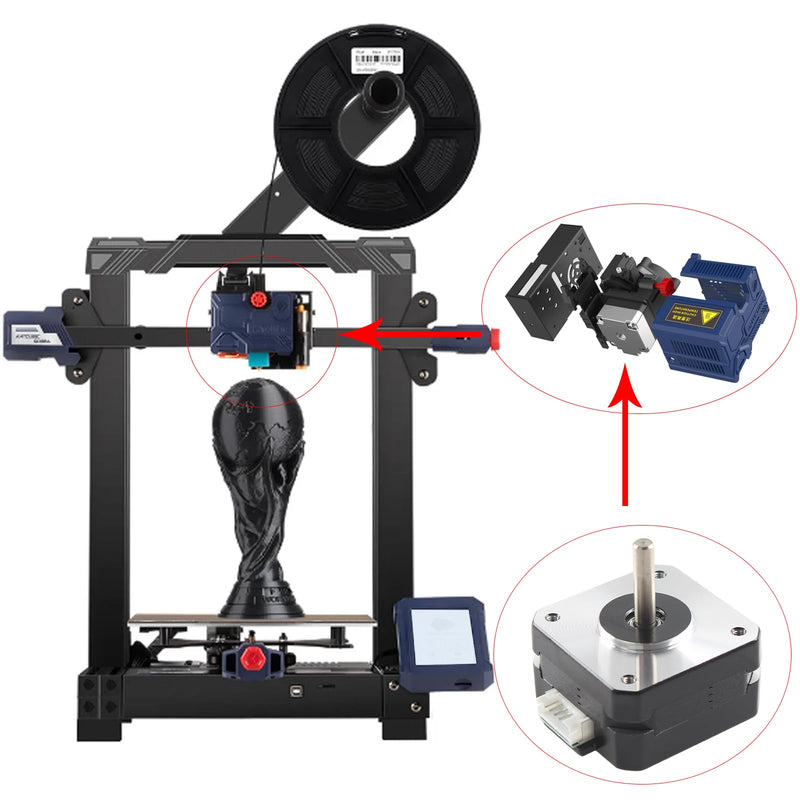 FYSETC 3D Printer Motor - Anycubi Kobrra Extruder Motor Replacement - E Axis Nema 17 Stepper Motor: Small Bipolar 42 Motor 1.8deg 2 Phrase Shaft 22mm 1.0 A Hot End Part No Lead Wire - Pack of 1