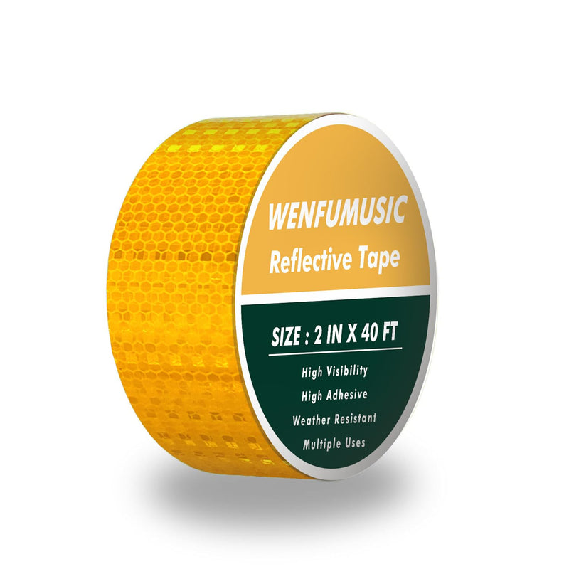 Reflective Tape 2" x40ft Yellow, DOT-C2 Waterproof Reflective Stickers & Reflector Tape with Strong Adhesive for Trucks, Trailers, Motorcycles, Bikes, Outdoor Safety