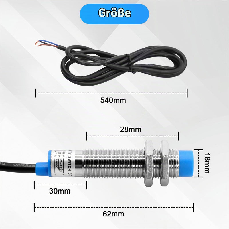 3PCS LJ12A3-4-Z/BX Inductive Proximity Sensor NPN 3-Conductor 6-36V DC, 0-4mm Detection Distance for Automation, CNC Machines, 3D Printers
