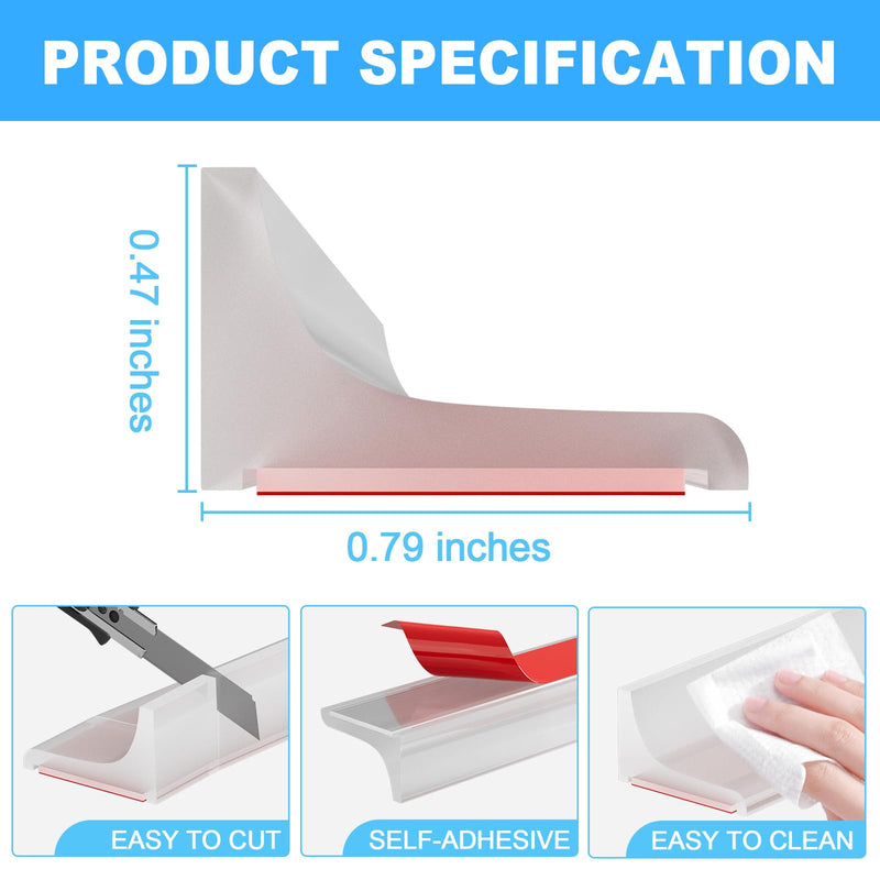 Duzzy 98 Inch Shower Threshold Water Dam Guard, Silicone Rubber Shower Door Bootom Seal Strip for Walk in Shower Clear