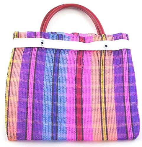 24 Pcs Small Mexican Tote Mercado Bags 7.5 inch by 7.5 inch, Assorted Colors High Thread Mesh - Mini Mexican Mercado Candy Bags 24