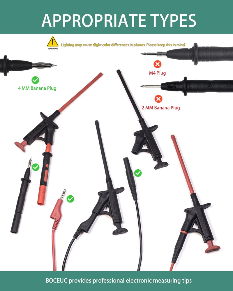[Australia - AusPower] - Flexible Test Hook Clamp, Heavy Duty Test Hook Clips with 4mm Banana Socket for Automotive Power Electrical Test 