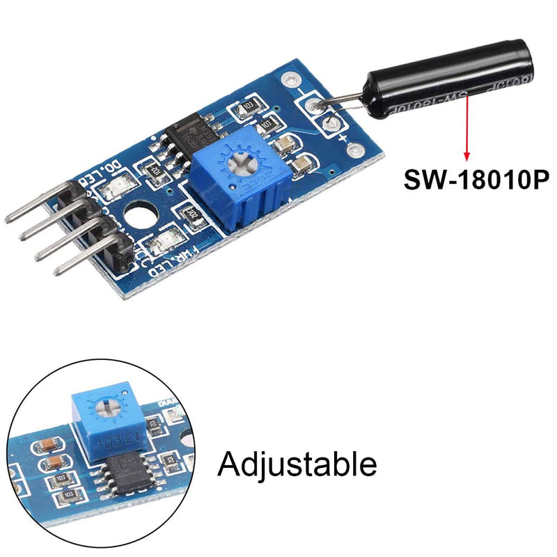 10pcs High Sensitive Vibration Switch Sensor Module SW-18010P Alarm Sensor Module Vibration Module with DuPont Cable for Arduino