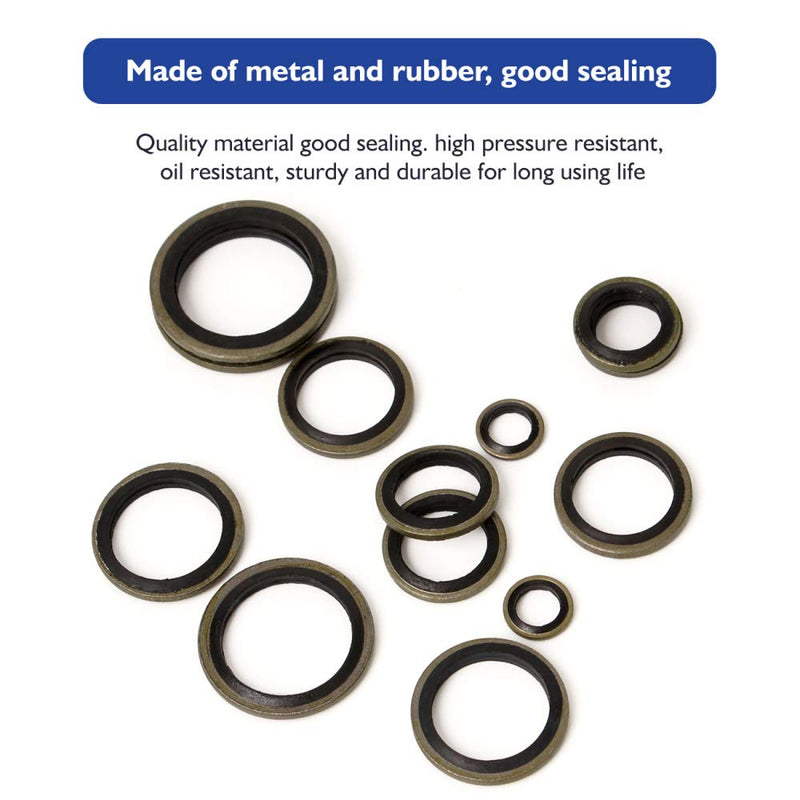 [Australia - AusPower] - 150Pcs Metal Bonded Seal Washer Assortment Kit Bonded Washer 8 Sizes M6, M8, M10, M12, M14, M16, M18, M20 