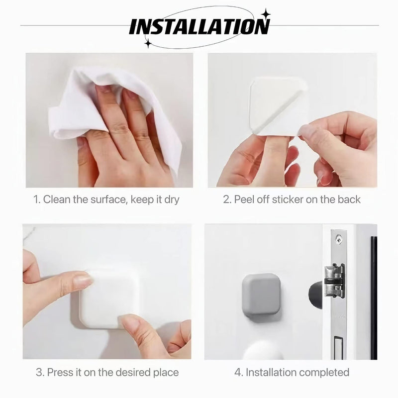 [Australia - AusPower] - Door Stoppers Wall Protector - Silicone Door Knob Guard Wall Shield - Self-Adhesive Door Handle Bumper Silencer for Home ? Office Walls (White, Gray, Black) 6pcs, Square 