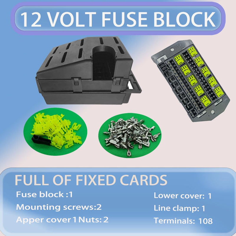 TIERXIALY Relay Fuse Block with 10 Pack 5 Pin 30A Relays Slots and 40 ATC/ATO Fuse Slots Universal Fuse Relay Box 12V-24V On/Off Switch Panel for Car SUV Truck (Box &Terminal) Box &Terminal