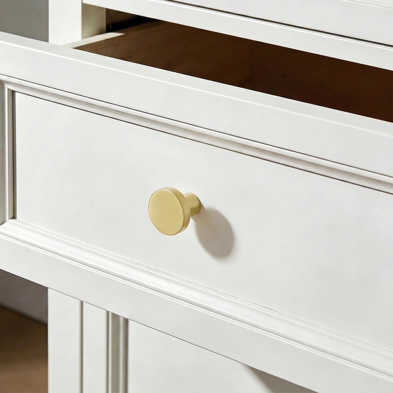 Goldenwarm 10pcs Gold Cabinet Knobs for Dresser Drawers Kitchen Hardware Handles Brushed Brass Modern Round Knob,Zinc Alloy 10 Pack Brushed Gold