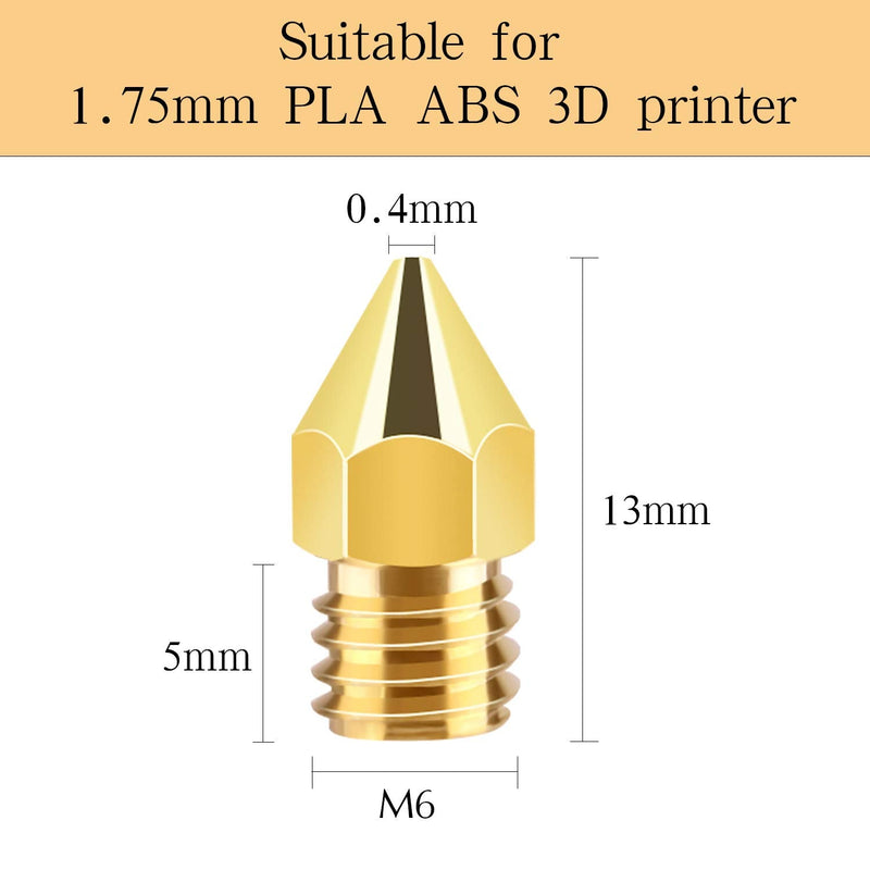 TUPARKA 40Pcs 0.4mm Ender 3 Nozzle Kit 3D Printer Nozzles MK8 Brass Extruder Nozzles for Makerbot Creality CR-10 with Storage Box 40pcs-0.4mm