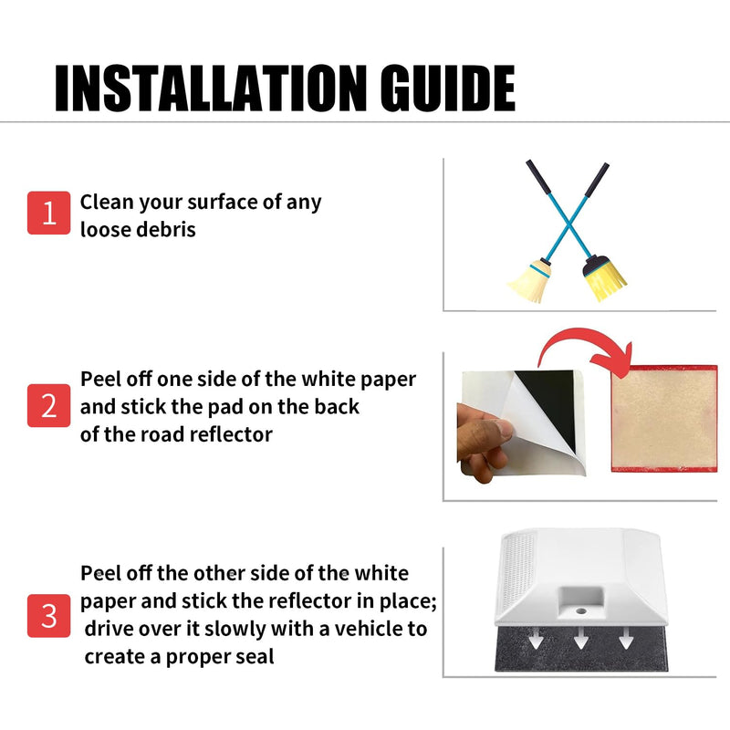 Adhesive Sticky Pads for Road Reflectors, 4" x 4" Butyl Sticky Pads, 4 Pack, Stick Driveway Reflectors on Driveway, Apply on Asphalt, Pavement, Cement or Concrete, Reflectors Sold Separately