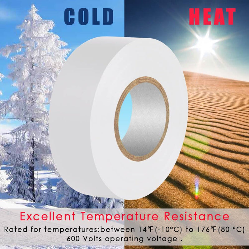 LYLTECH White Electrical Tape 8Rolls, 7mils x 3/4 in x 30 ft, Flame Retardant,Waterproof,Strong Adhesive, Durable, Easy-Wrap,High Temp Electrical Tape Electric Super Vinyl 8 White