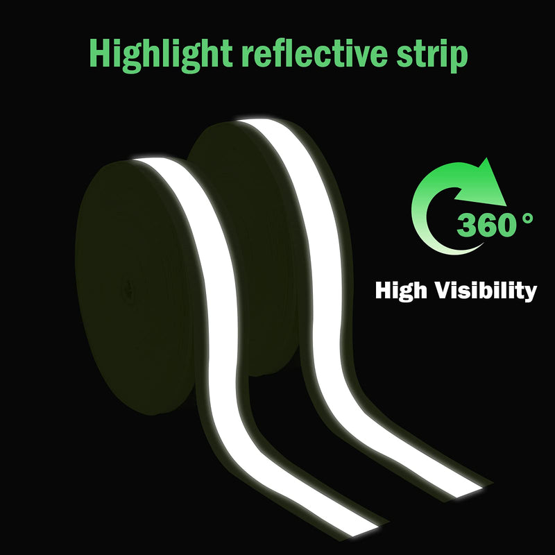 TCCFCCT High Visibility Reflective Tape Strip, Fabric Florescent Safety Tape, 2'' x 66ft Sew-on Warning Safety Trim for Clothing, School Bags and Raincoats, 3cm Reflective Width, Green Green 3cm reflective width
