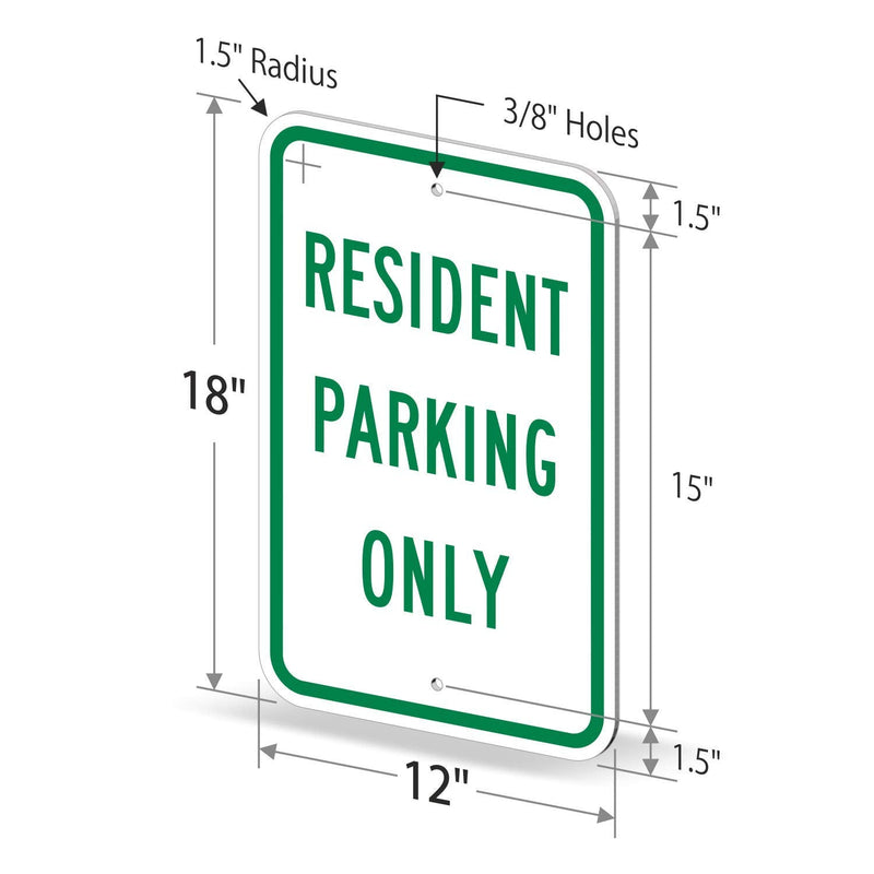 SmartSign "Resident Parking Only" Sign | 12" x 18" 3M Engineer Grade Reflective Aluminum