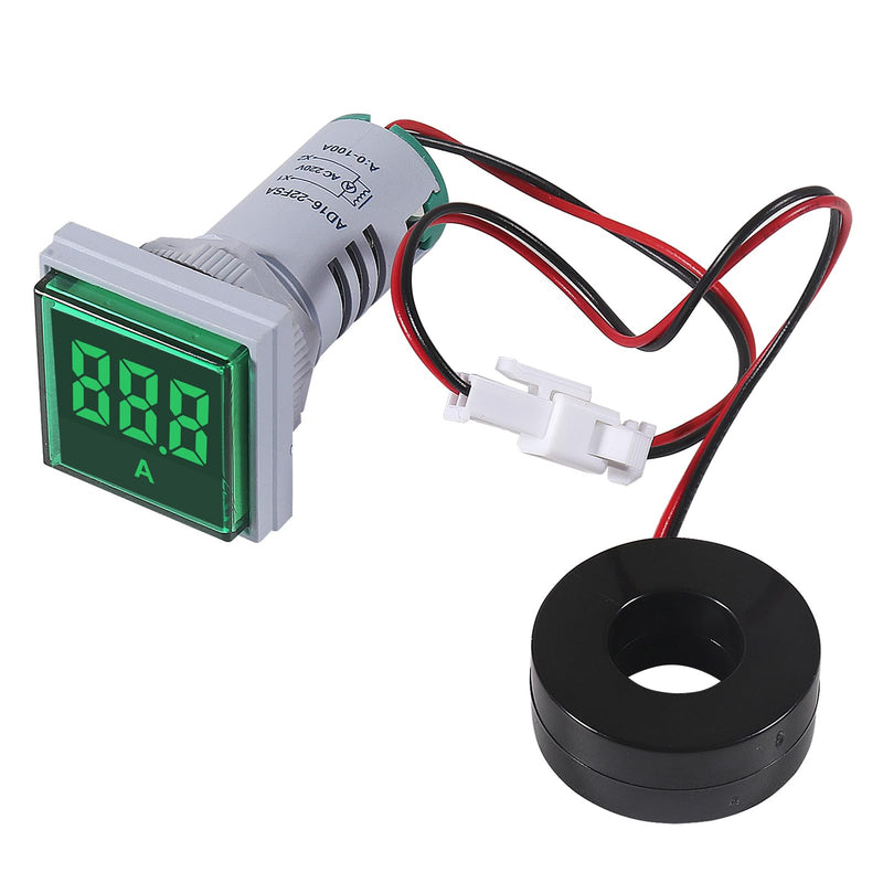 [Australia - AusPower] - 2pcs 3 in 1 60-500V 0-100A AC Digital Ammeter Voltmeter, 22mm Square Digital Tube Screen with Transformer, LED Display Voltage Detector Current Tester Gauge 